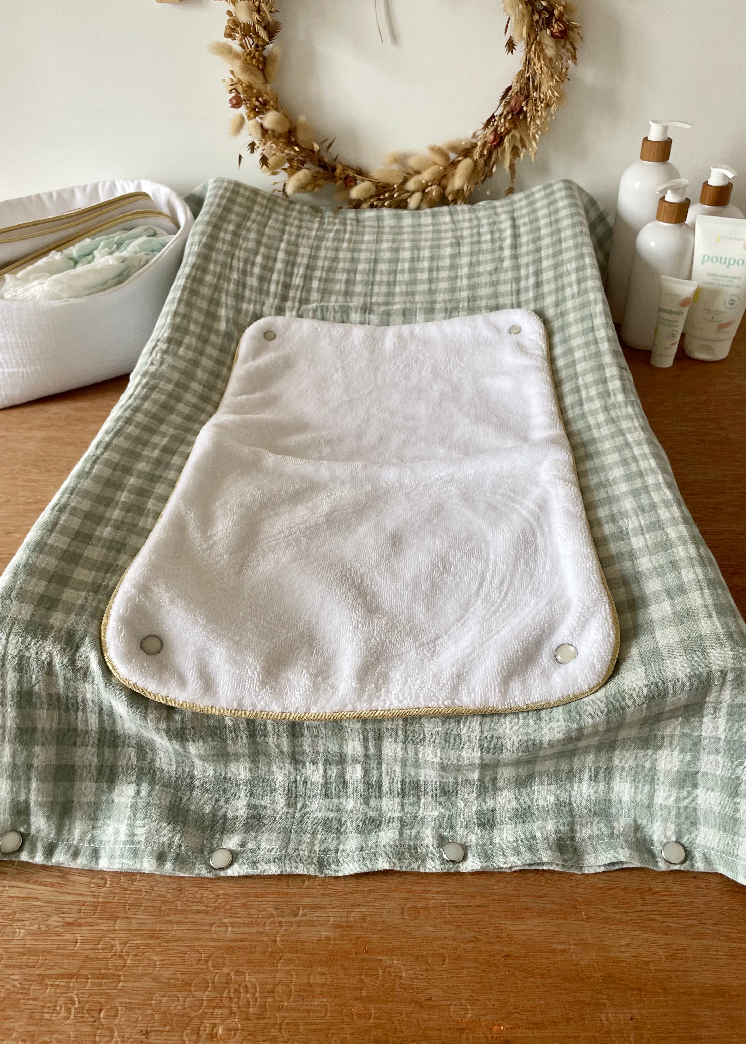 Housse de matelas à langer Vichy vert