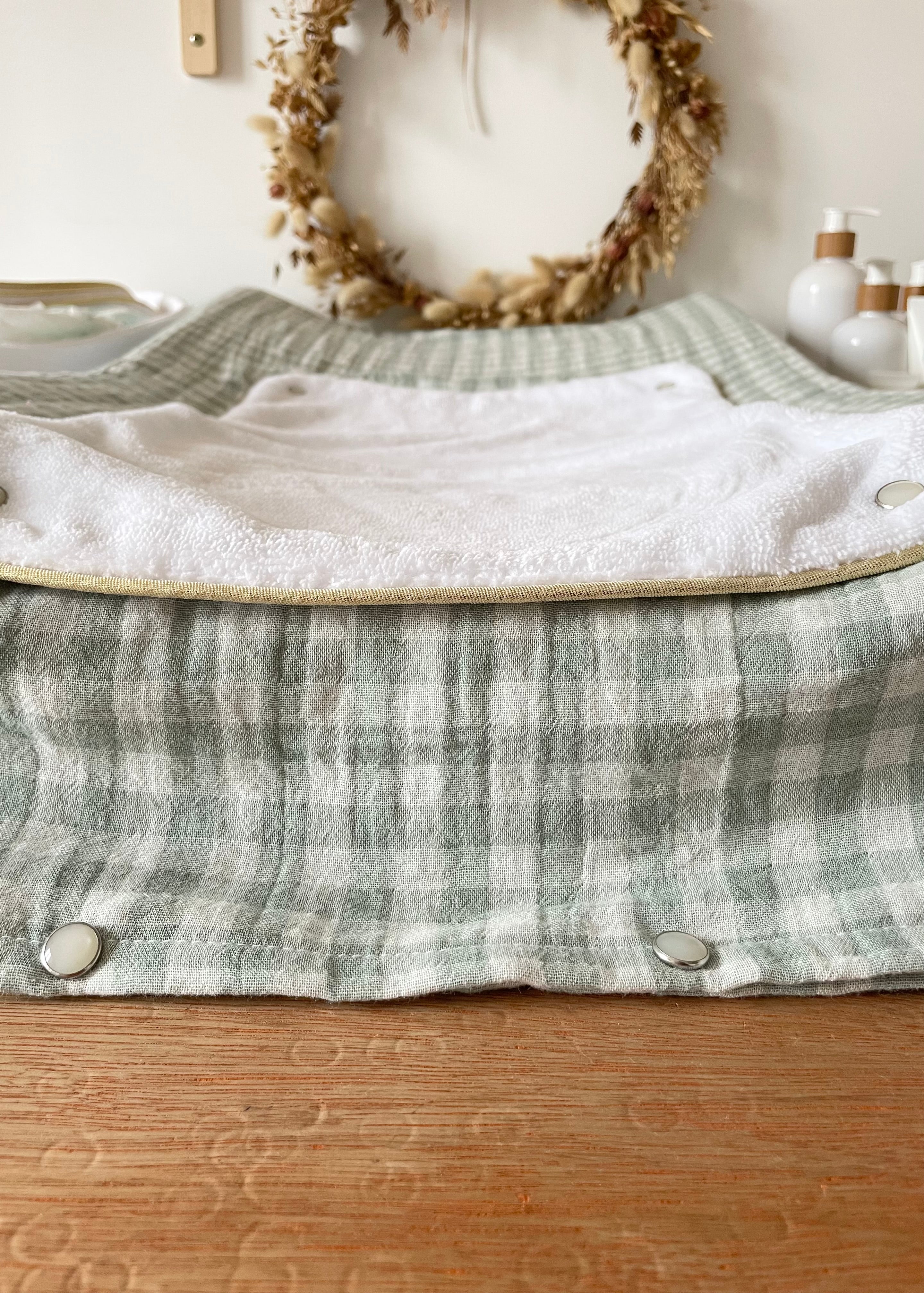 Housse de matelas à langer Vichy vert