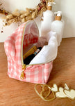 Trousse de toilette femme vichy rouge