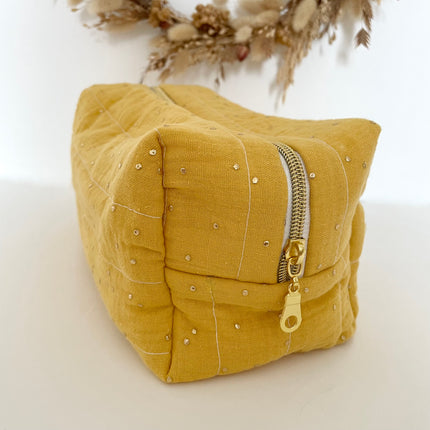 Trousse de toilette jaune moutarde