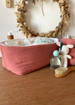 Panier en tissu terracotta pour commode à langer