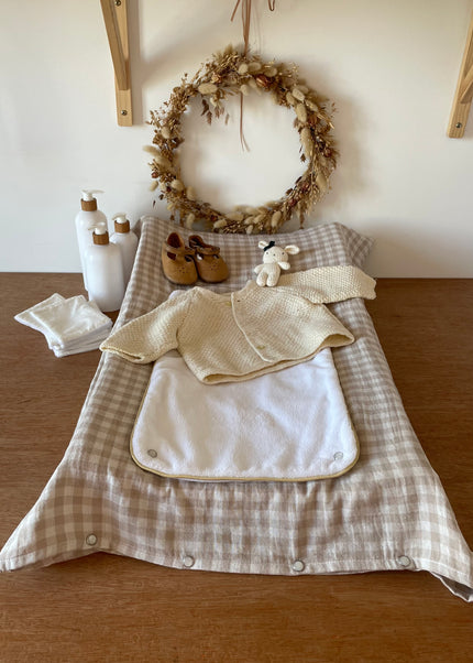 Protection matelas à langer Vichy beige