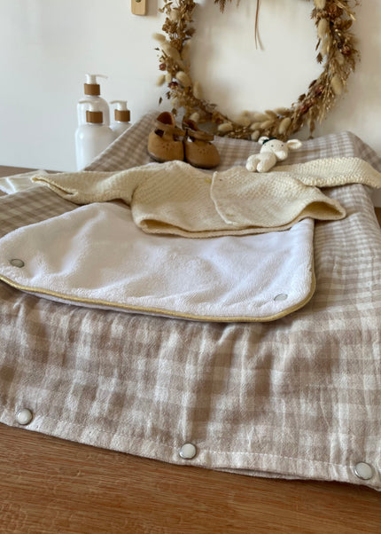 Protection matelas à langer Vichy beige