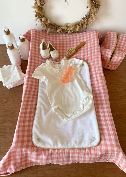 Housse de matelas à langer Vichy rose