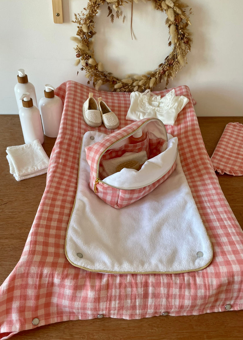 Trousse de toilette Vichy rose