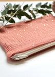 Pochette zippée terracotta doré