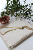 Pochette zippée écru doré
