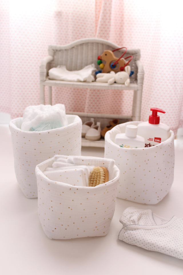 panier de rangement chambre bébé en gaze de coton