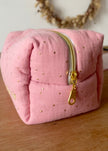 Trousse de toilette rose thé doré