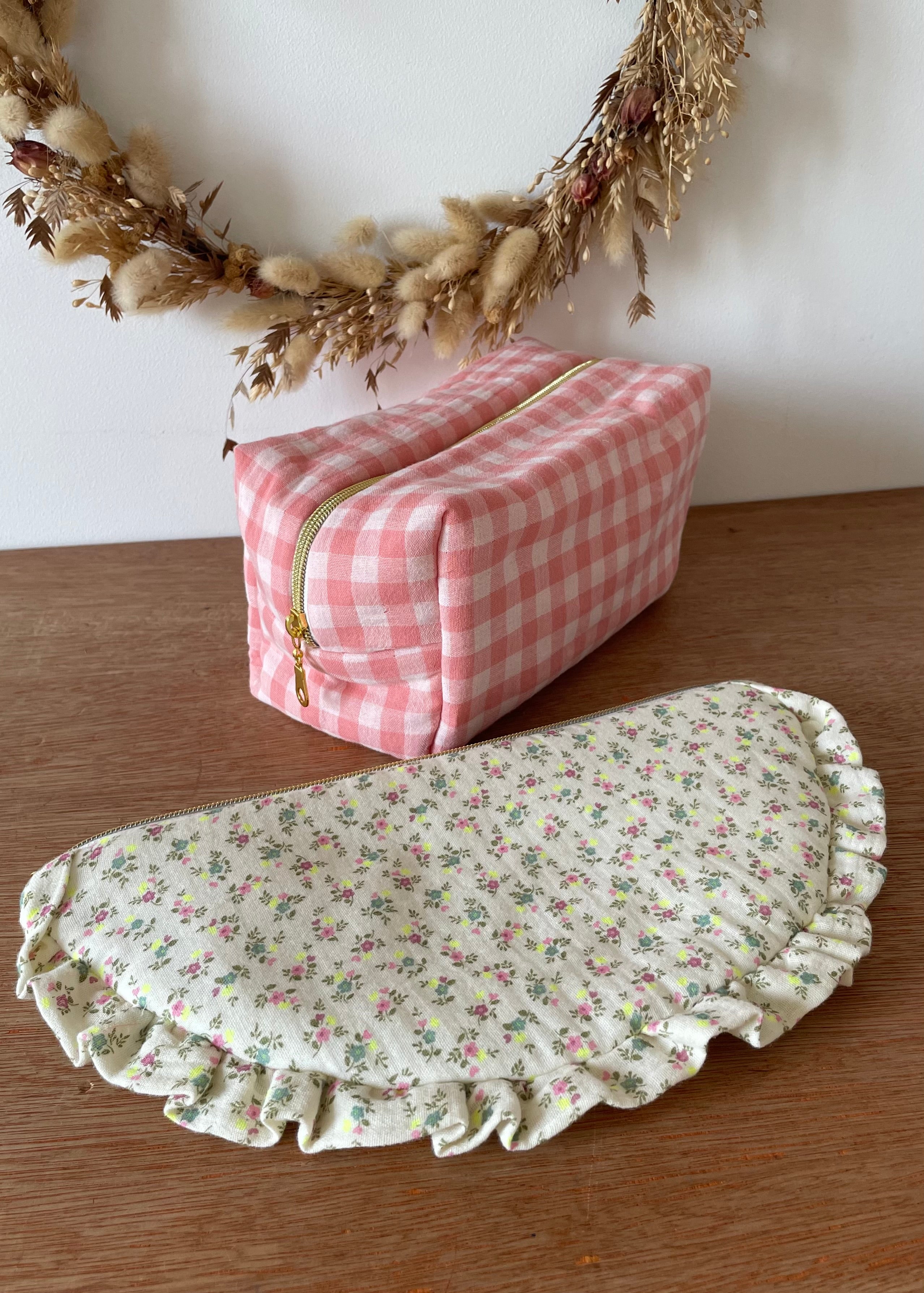 Trousse de toilette femme vichy rouge