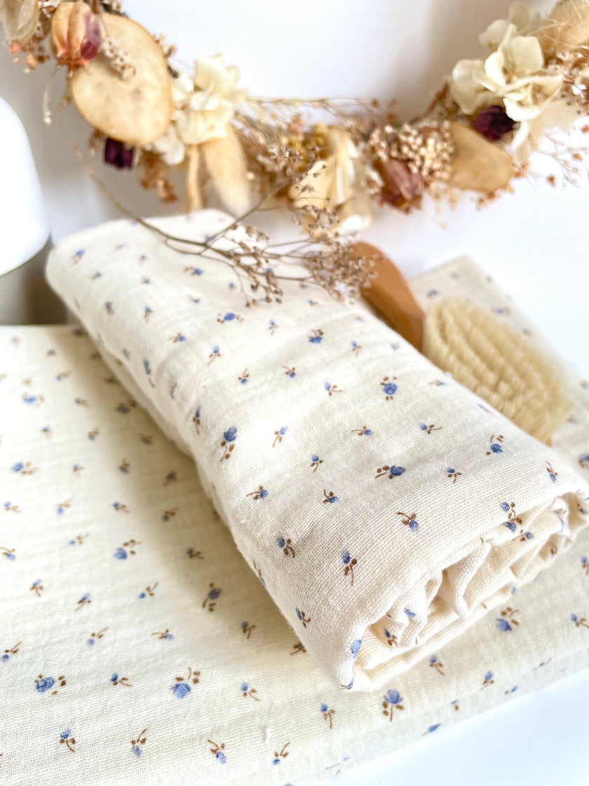 langes pour bébé grande taille gaze de coton fleuri