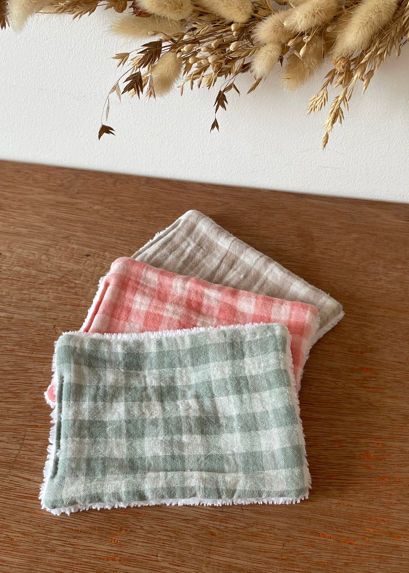 Lot de 7 lingettes lavables vichy